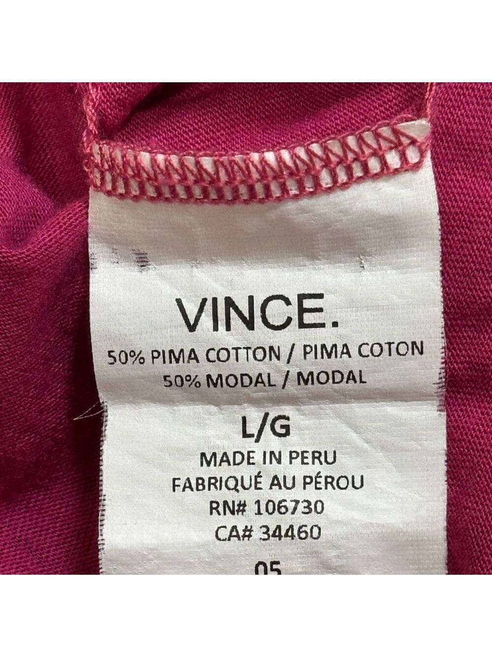 VINCE LONG SLEEVE T-SHIRT FUSCHIA. - Picture 6 of 7